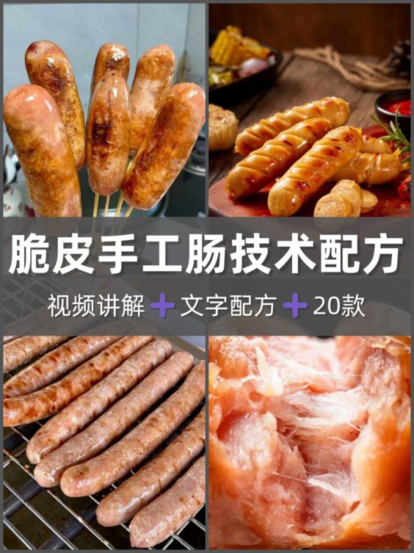 20款纯手工肉肠脆皮肠鲜肉烤肠全套配方技术教程摆摊小吃配方教程-淘配方