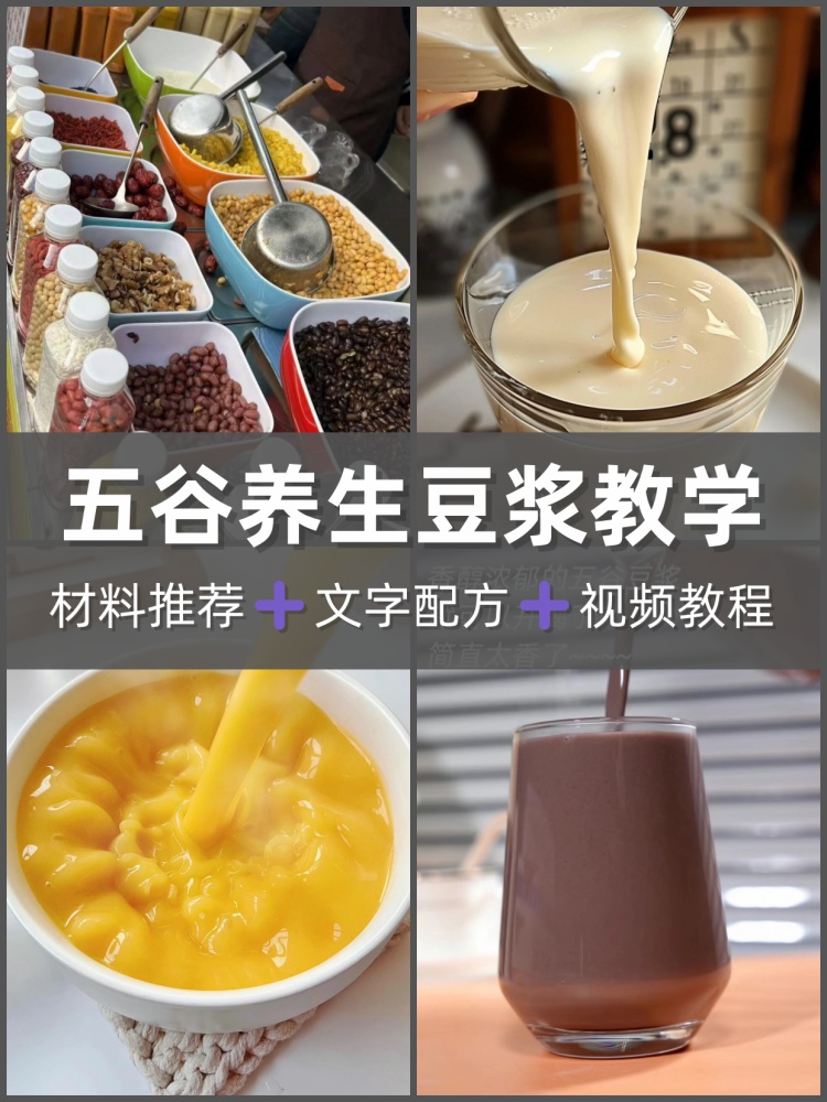 滋补五谷豆浆包配方米糊包教程早餐店饮品商用制作技术视频课-淘配方