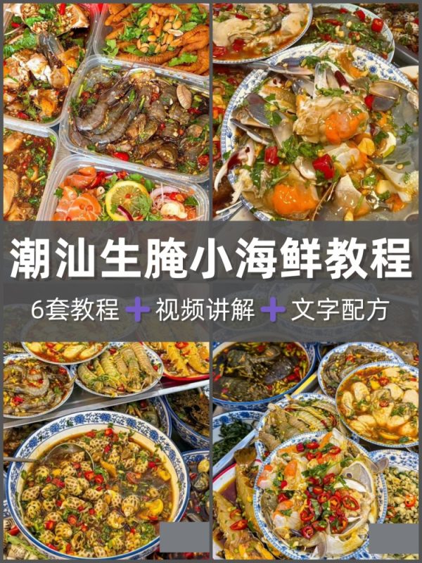 潮汕生腌海鲜餐饮配方技术制作地摊店铺开店教程培训小吃摆摊-淘配方