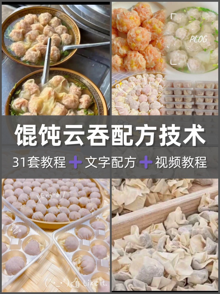 馄饨配方教程技术混沌水饺培训课程商用摆摊开店视频教学全集-淘配方